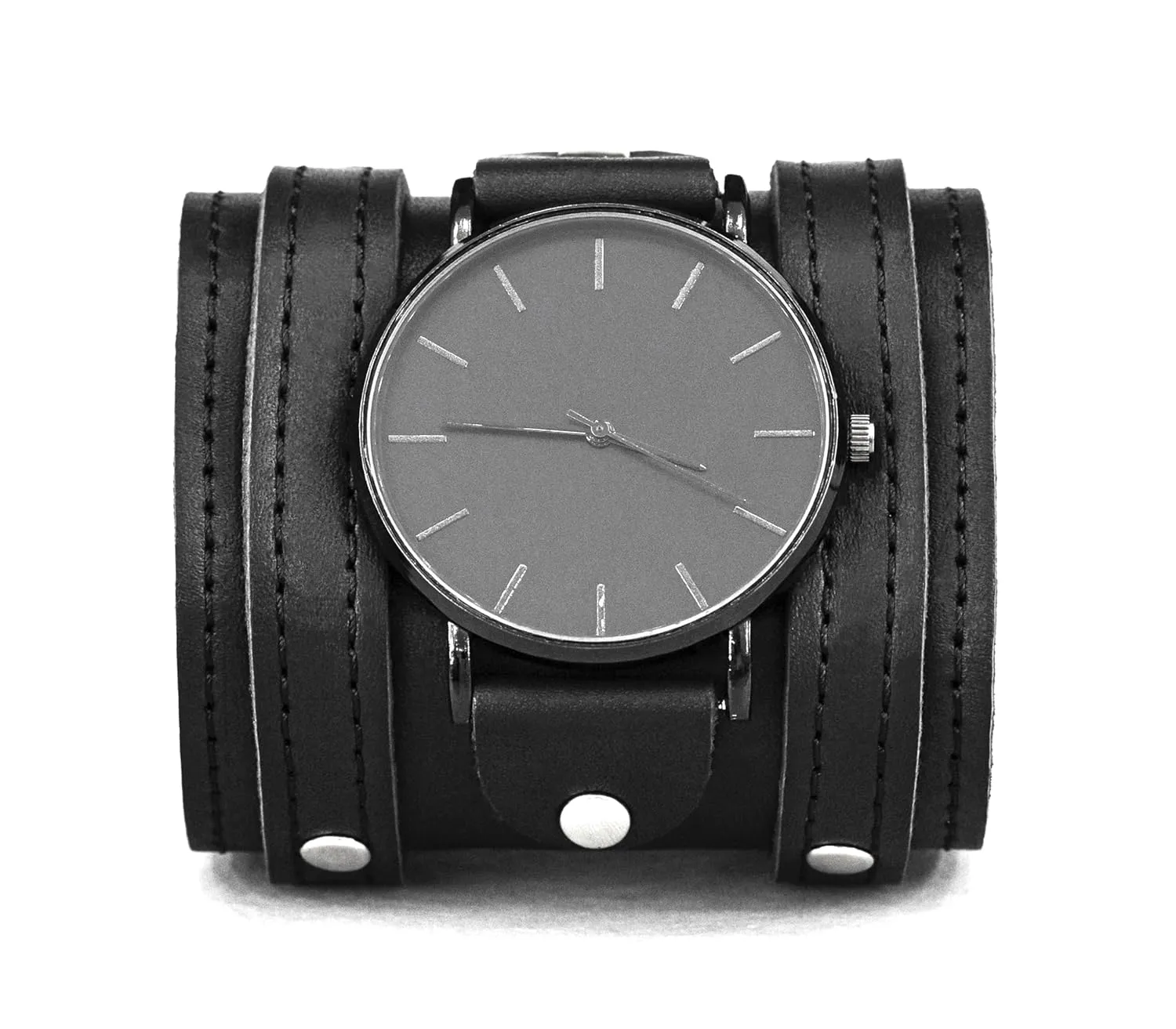UA 5715st Wide cheap expansion rhythmically segment stitched Leather watch strap cuff band for men or women for lug from 10mm to 30mm, Handmade 