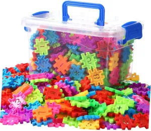 unfocused Enhance Creativity Coordination Skills 220Pcs Educational Plastic Building Blocks for Shape Recognition Matching Assembly with Storage Box for Boys 