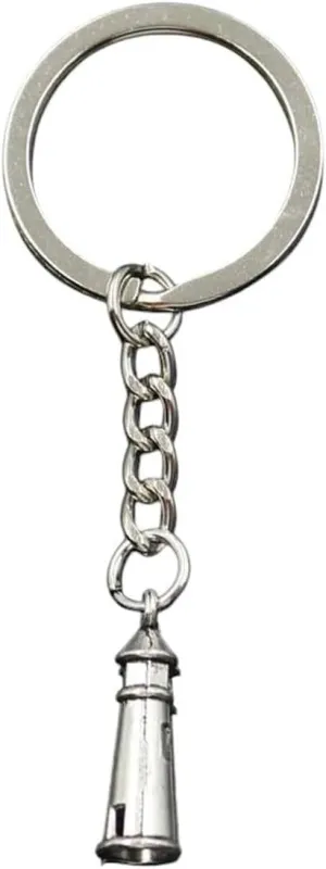 Unisex Fashion Keychain 25X8Mm Hollow 3D Lighthouse Watchtower Silver Color Pendant DIY Men Car Key Chain Ring Holder Souvenir For Gift Jewelry Trendy Accessories Creative souvenir plummet intact For Women And Men New 2026 