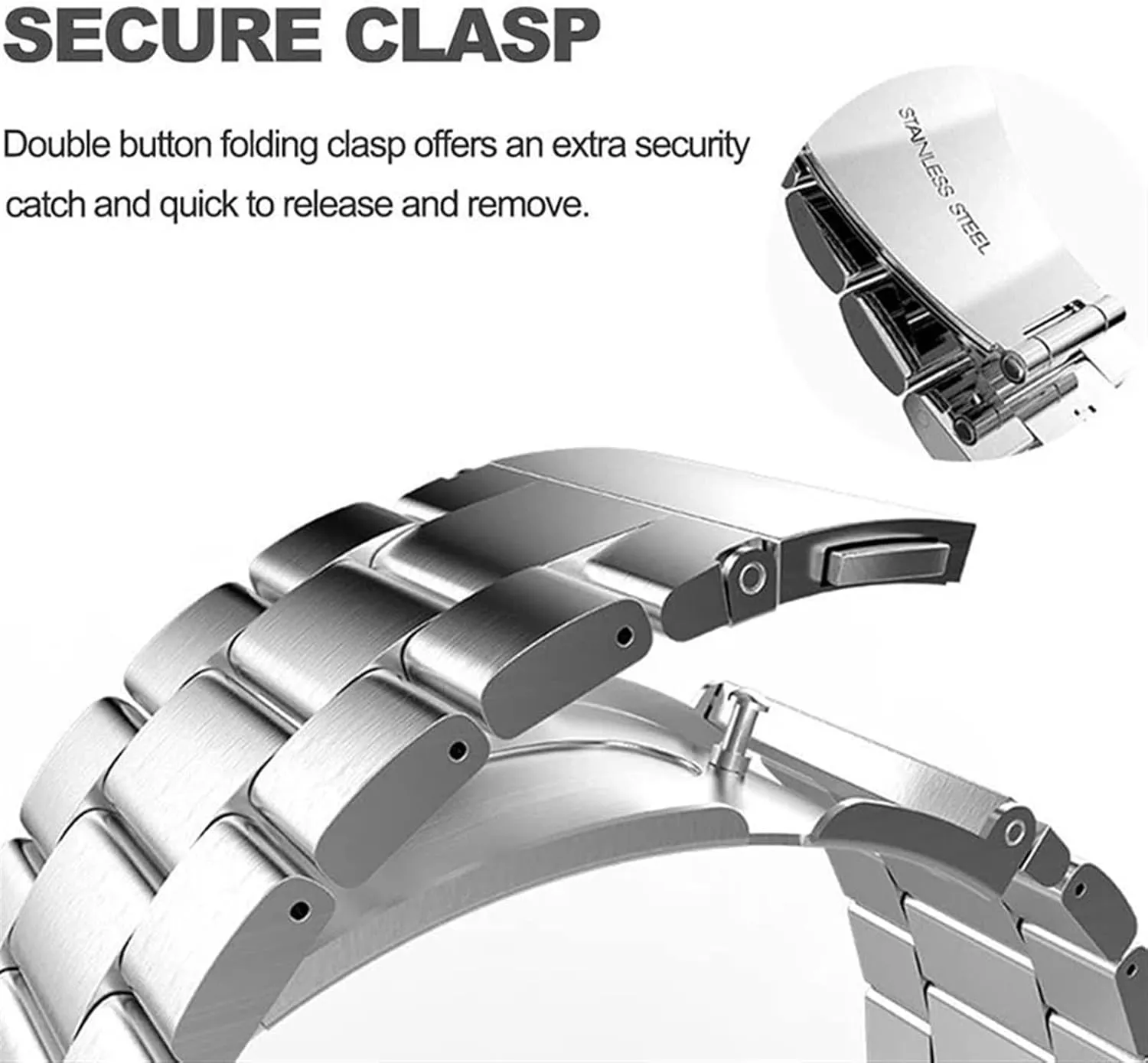 Unisex Folding Clasp For Smart Watch Quartz Watch dram catholic Quick Release Stainless Steel Metal Watch Band 20mm 22mm 