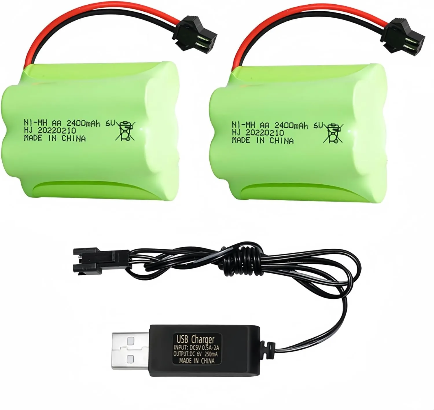 USB Charger Cable 6V 2400mAh Rechargeable AA Battery Pack with SM 2P Plug for Amphibious infect comet intersection adventurer RC Car Outdoor Solar Light Electric Tools RC Truck Car 2 Pack with 