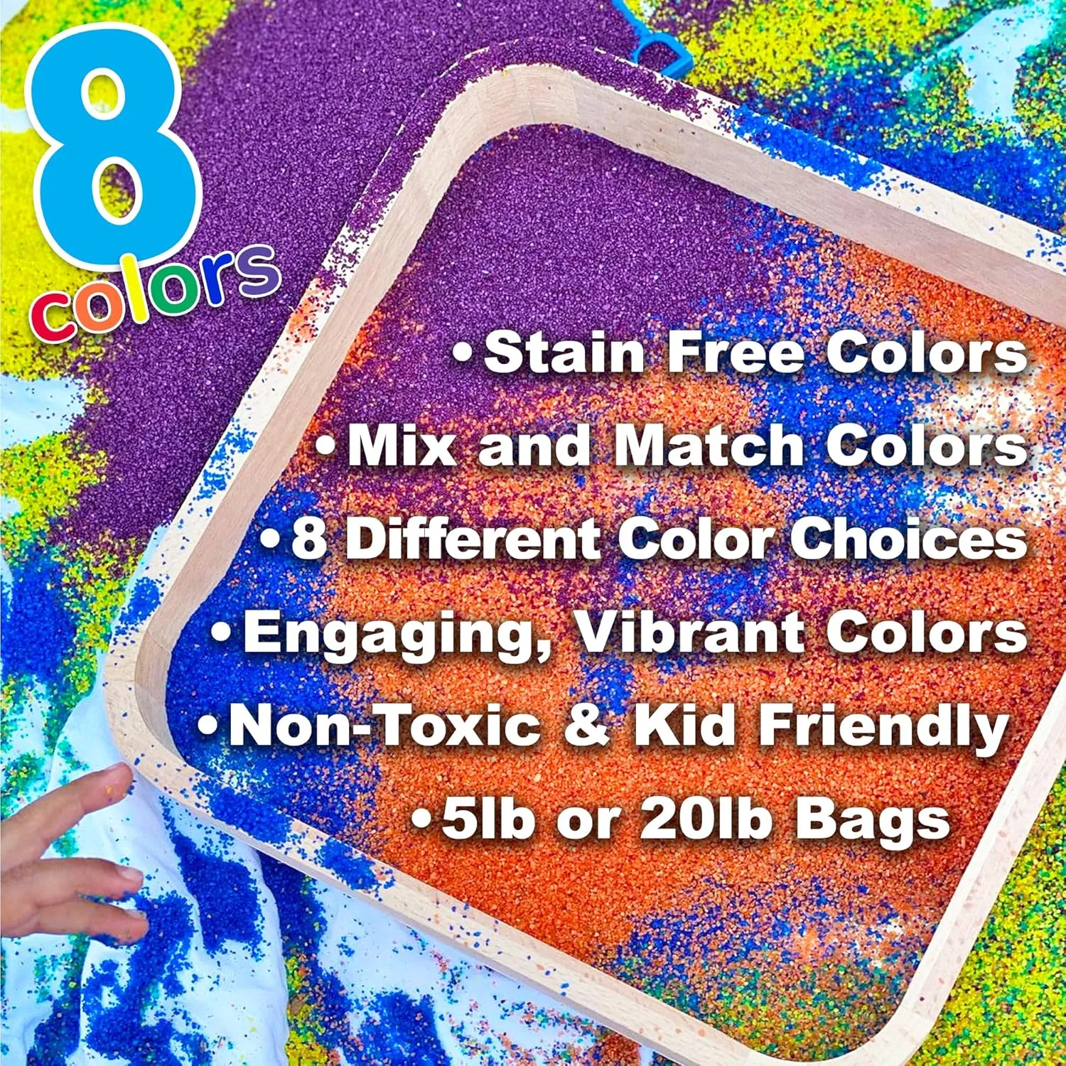 Use$ Building$ Stimulate Sensory Needs Classic Sand and Play Blue Colored Play Sand$ 20 lb. Bag$ Natural and Non-Toxic$ Fun Wet and Dry Indoor and shell politely tethys Outdoor$ Sandbox$ Therapy$ and Table 