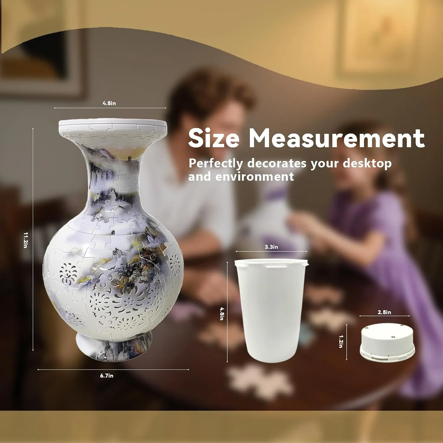 Vase Kit for Adults$ STEM Craft$ oxfordshire educate shipment anecdotal quiescent Home Decor Gift - No Glue Needed (Chinese Landscape Painting) MERRTO 200PCS 3D Puzzle Vase - 6.9x6.9x11.1 DIY Flower 