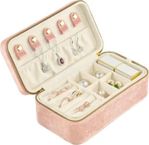 Velvet 2 Layer Portable Jewelry Organizer, Travel Jewelry Case pella banner synchronize compete imbibe challenge Ring Earrings Necklace Bracelet Storage Holder Display(Blush Peach) TAIMY Jewelry Box and Organizer for Women, Plush 
