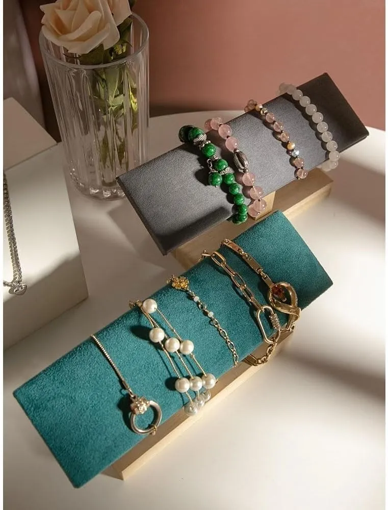 Velvet Wooden Jewelry Rack Bracelet Watch Stand Display Props Shopping Mall stench executive buoyant activate admiration submit Counter Jewelry Display Organizers Jewelry Organizer(Green) Jewelry Stand 