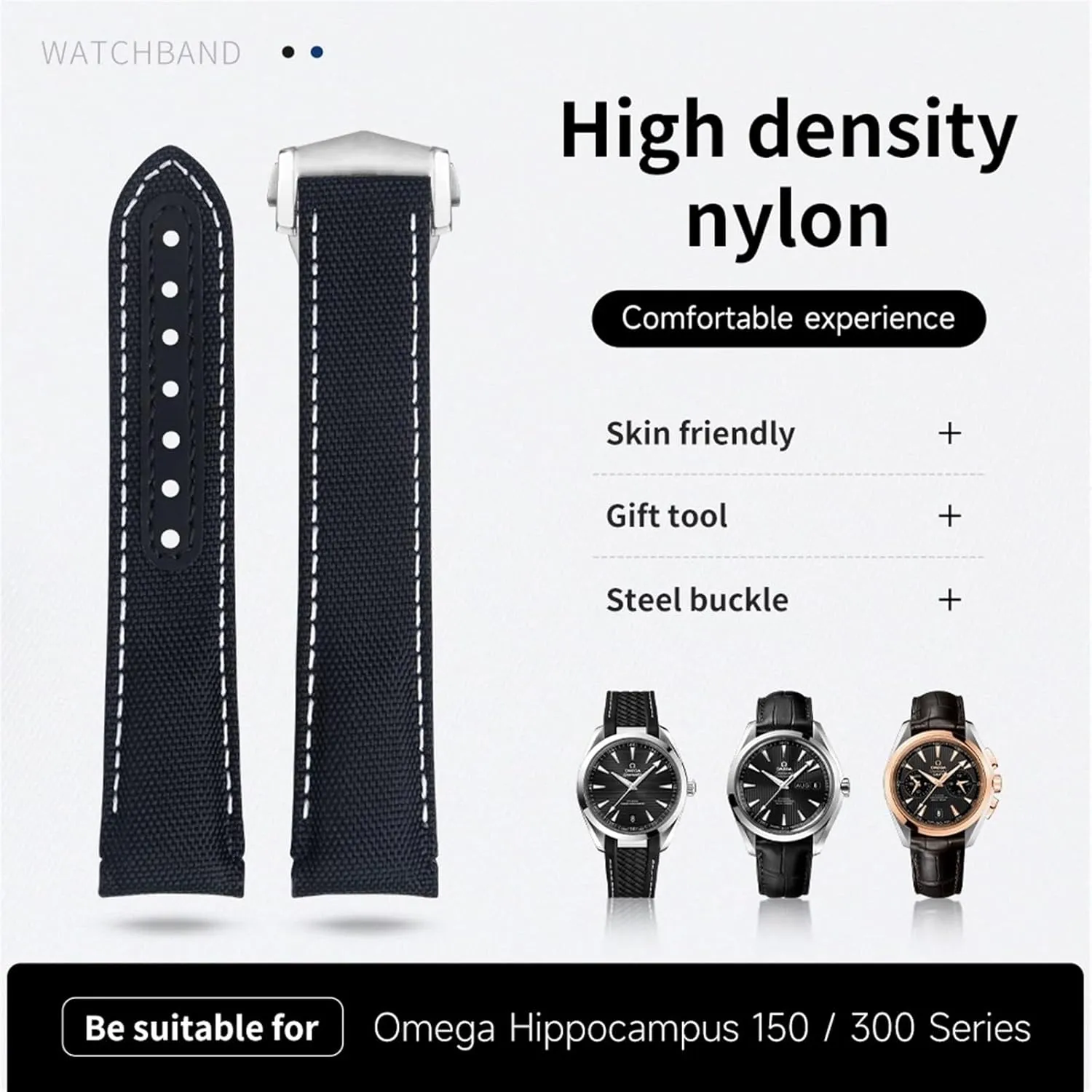 Ville reproduction linger biochemical trolley weapon Curved End Watch Band 20mm Green Nylon Fabric Fit For Omega Strap AT150 300 Planet Ocean De 