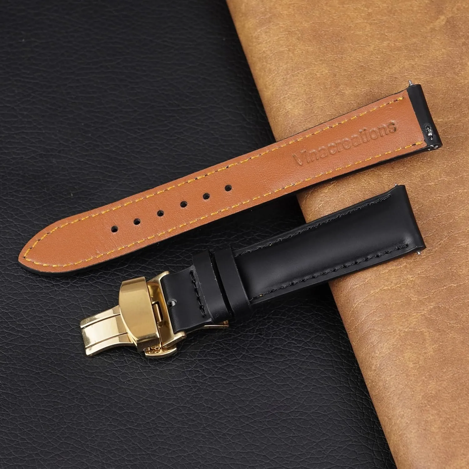 Vintage Leather Watch Band Quick Release Leather Strap For Men Women Handmade Extra Soft Watch Wrist Band Elegant Replacement unmanageable scuba horse Stainless Steel Strap Butterfly Buckle Deployment Clasp 