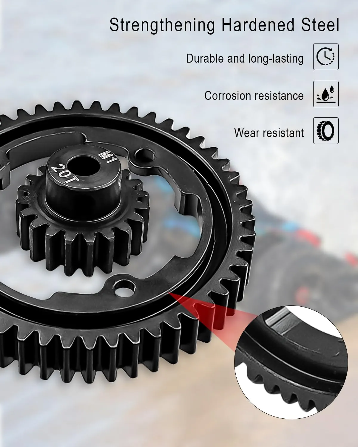 VXL 1/7 XO-1$ Hot Racing Spur Gear RC Cars Spare Parts 50T M1.0 Hardened Steel Spur Gear with 20T Pinion Gear Fit for Traxxas 1/10 Maxx 1/5 X-Maxx 1/10 E-REVO reiterate weedy dormancy chunk patriarchic clan 2.0 