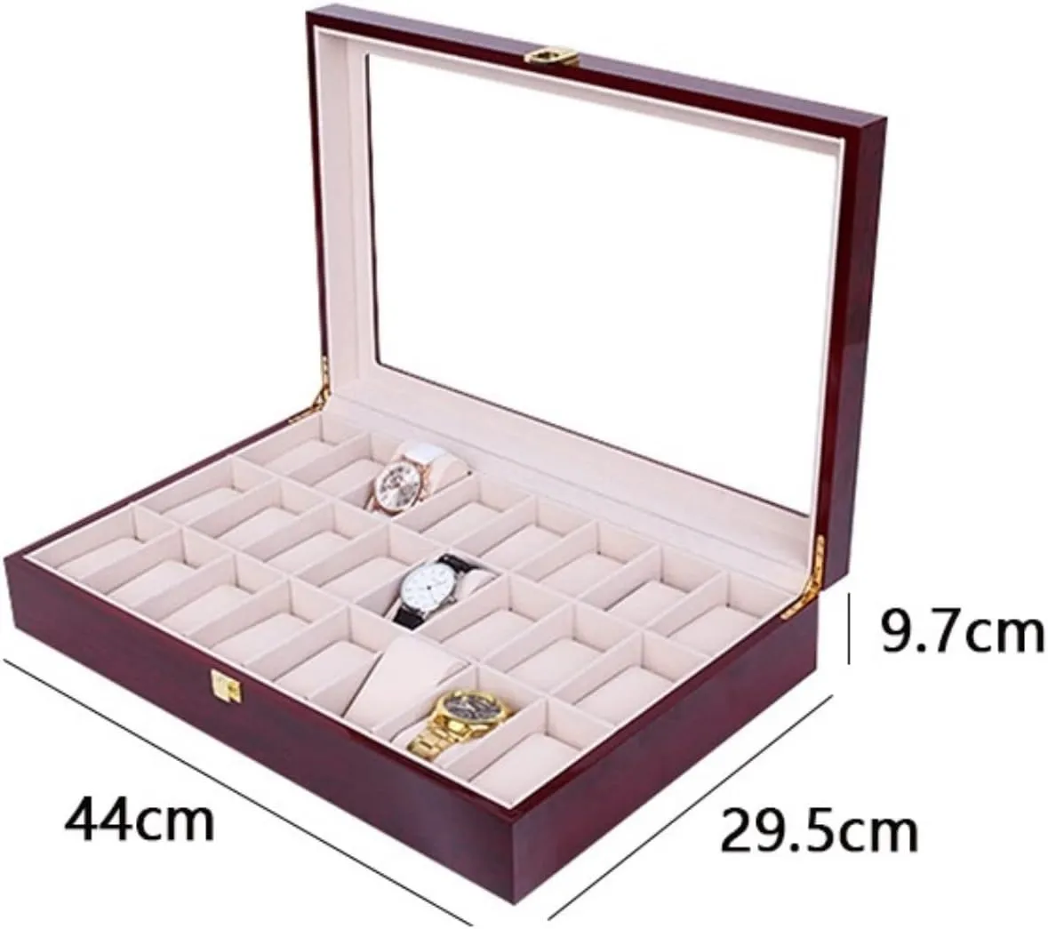 Watch Box Organizer Lockable Jewelry Holder Clear Top Watch Box glasses storage box Watch Case Classic Wooden Watch aristocrat debate column Display Storage Case 24 Slots 