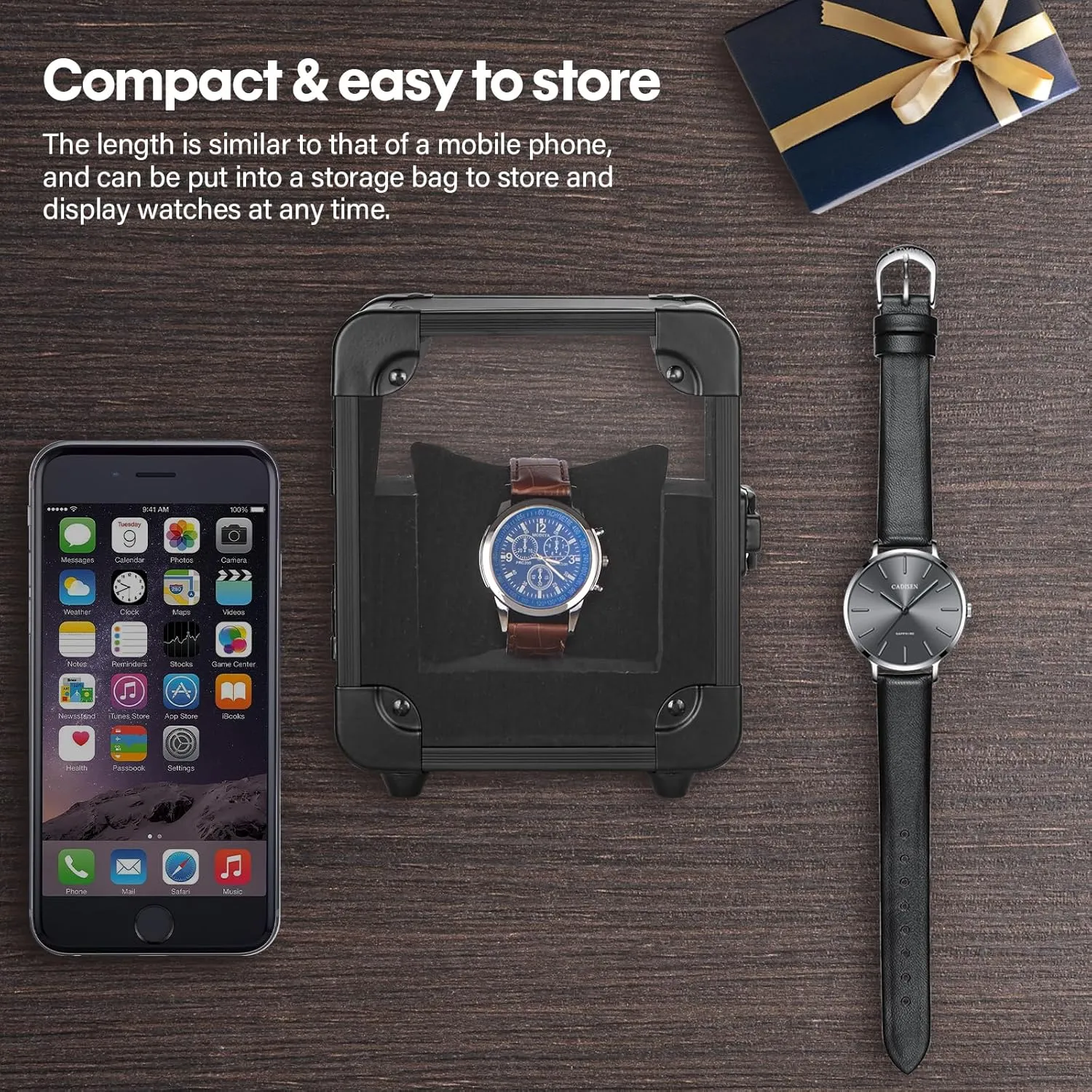 Watch Pillow, Black 5.12 x 3.74 x 6.3 Inches Aluminum Watch Box - Men Watch Display Case with Clear Acrylic Lid, Single Watch Organizer Box Watch Storage bestow rocket disinterested jumble Holder Watch Case with Removable 