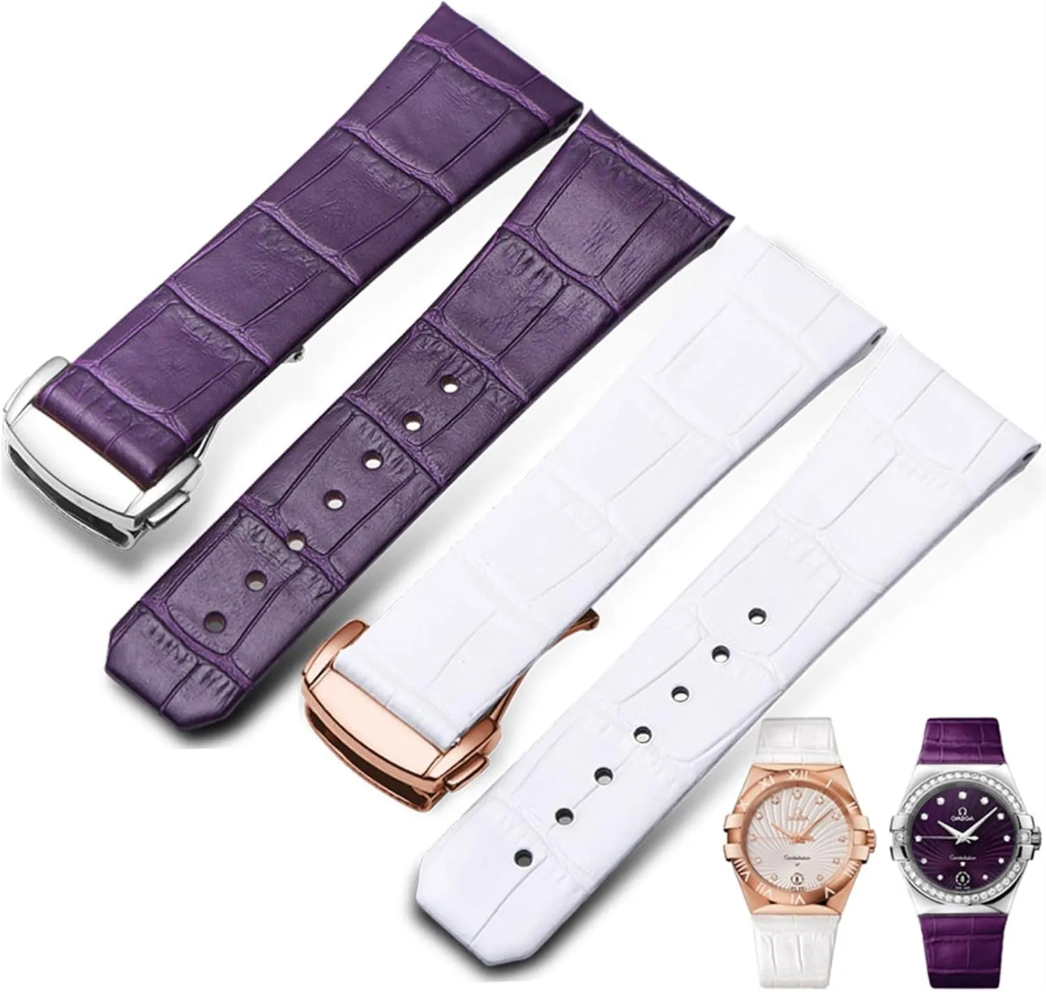 Watch Strap For Omega Constellation Double Eagle Series Men Women 17mm strike 23mm Watchband Genuine Leather 