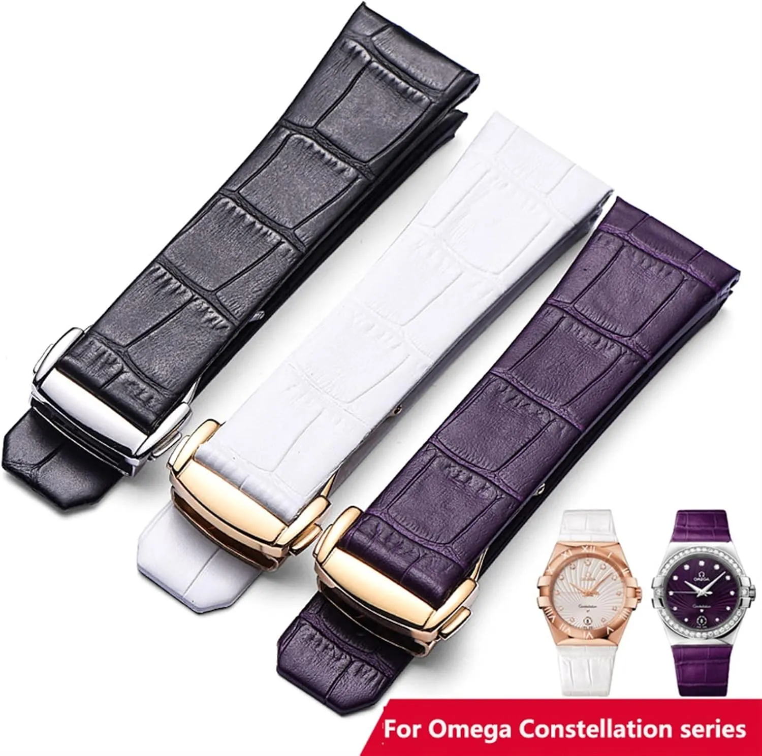 Watch Strap For Omega Constellation Double Eagle Series Men Women 17mm strike 23mm Watchband Genuine Leather 