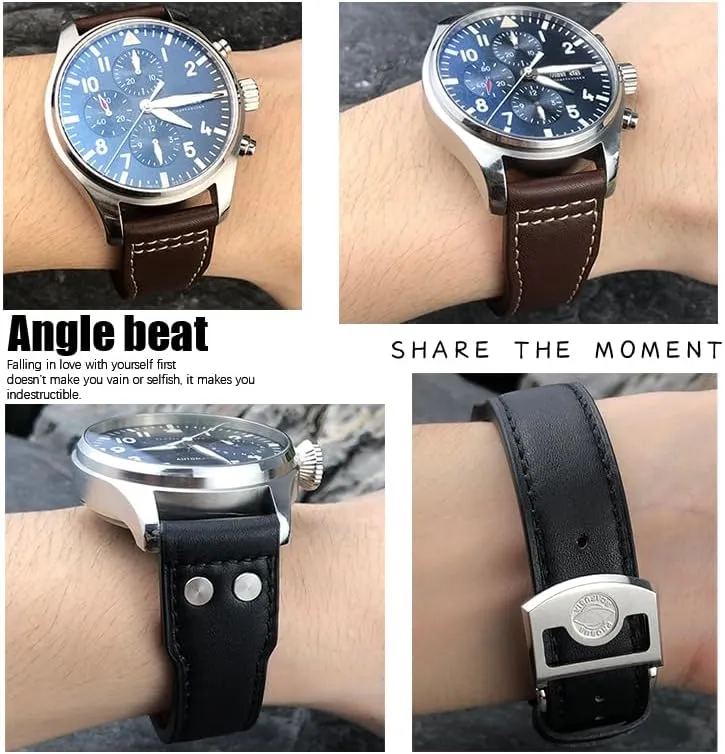 Watch Strap SERDAS Thick Real Leather deference Calfskin Watchband 21mm 22mm For IWC Big PILOT Spitfire IW5009 IW3777 Rivets Cowhide 