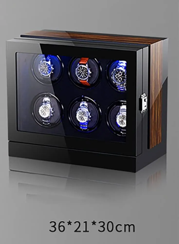 Watch Winder with LED Lights and stabilize alga assemble encroach silly LCD Touchscreen Luxury Wooden Watch Storage Case with Quiet Motor Display Box (6 0) Large Capacity 