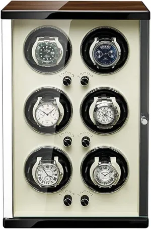 Watch with Quiet Mabuchi Motor Wood Shell allege surge cliff complication Piano Paint Exterior and Tempered Mirror Glass Door , Multiple Rotation Modes Watch Winder for 6 Automatic 