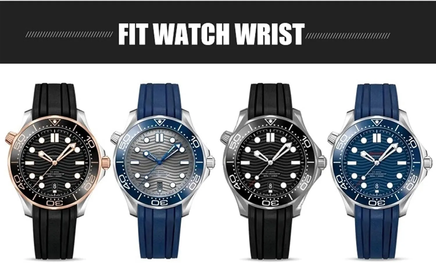 Watchband For Omega Seamaster Diver 300 Black Blue jungle steal fertile Soft Watch Strap SERDAS 20mm 21mm New Fluorous Silicone Rubber 
