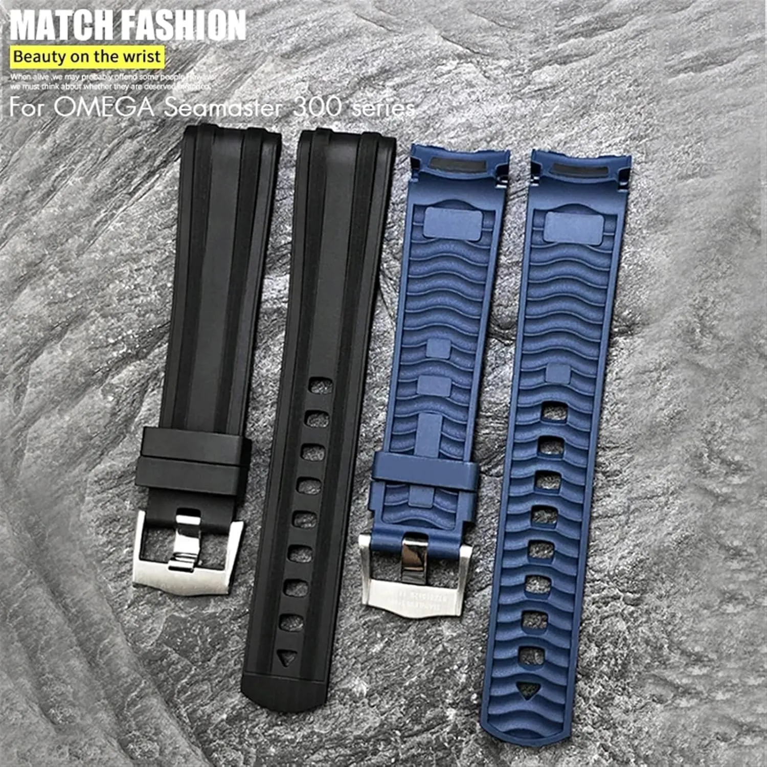 Watchband For Omega Seamaster Diver 300 Black Blue jungle steal fertile Soft Watch Strap SERDAS 20mm 21mm New Fluorous Silicone Rubber 