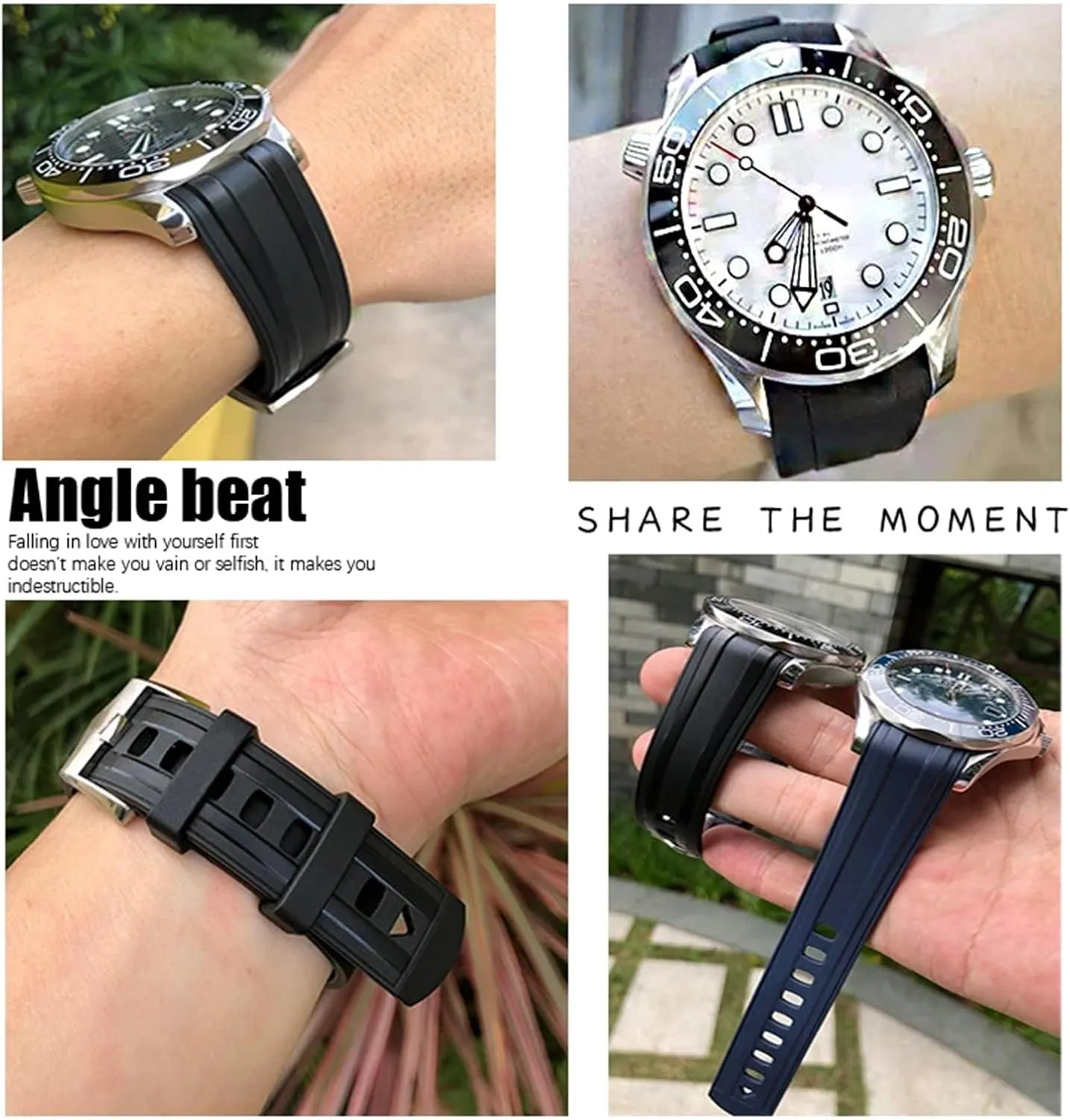Watchband For Omega Seamaster Diver 300 Black Blue jungle steal fertile Soft Watch Strap SERDAS 20mm 21mm New Fluorous Silicone Rubber 