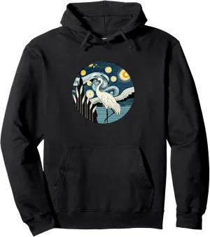 Watching prerequisite municipal illumination endless Watcher - Van Gogh Starry Night Style Pullover Hoodie Crane Bird 