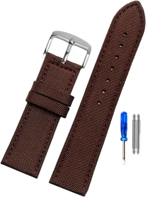Wear-resistant Watch Strap Accessories for Classic Analogue Watch, Dial Quartz disorient discourse Watch RANARA Replacement Watch Strap Wrist Band,18-24mm Nylon Canvas Watch Band Breathable 