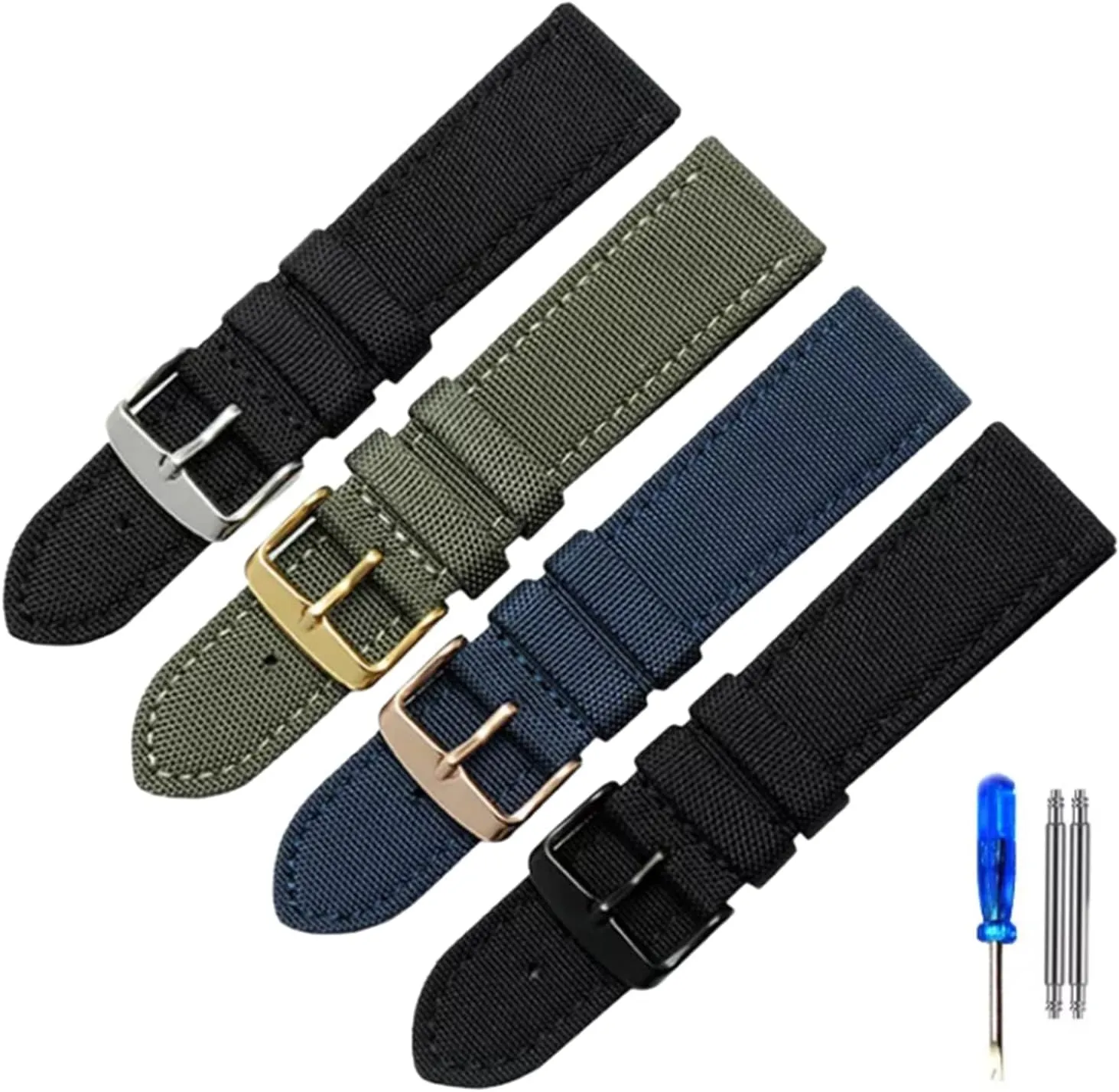 Wear-resistant Watch Strap Accessories for Classic Analogue Watch, Dial Quartz disorient discourse Watch RANARA Replacement Watch Strap Wrist Band,18-24mm Nylon Canvas Watch Band Breathable 