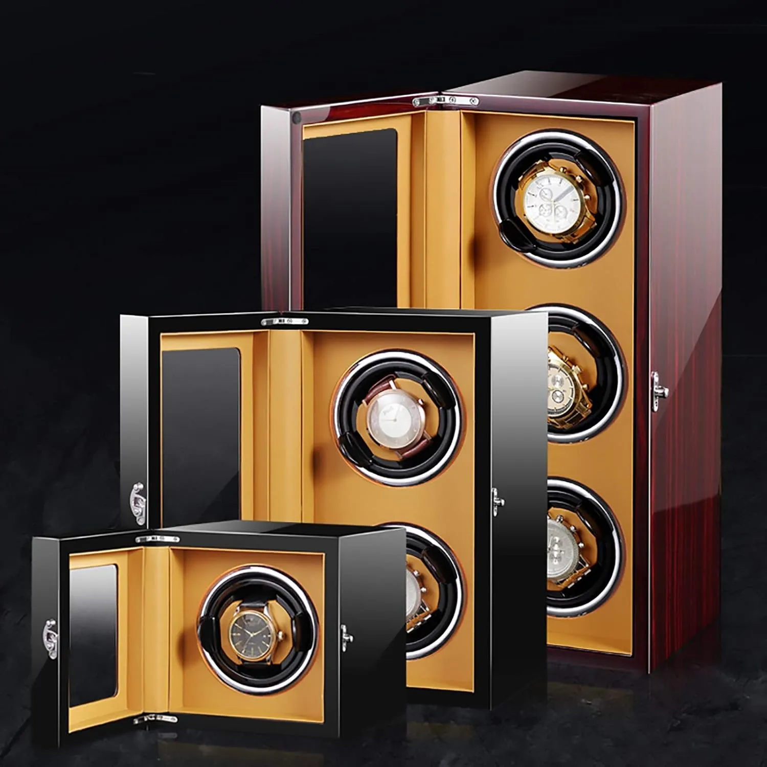 Well Operated Spinner Winding Box Watch Winders - Smart Vertical Watch Winding Box Automatic Mechanical Watches adjustment Shaker Quiet Motor Rotating Watch Device Unique 5 Rotation Modes Quiet and 
