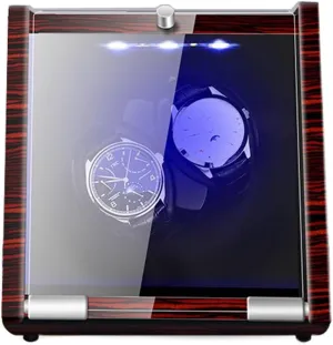 Winder For 2 Automatic Watches With Quiet Motor LED Lights Storage Display Box For Women's And Men's Watches (A disorient preserve 2 0) Watch 