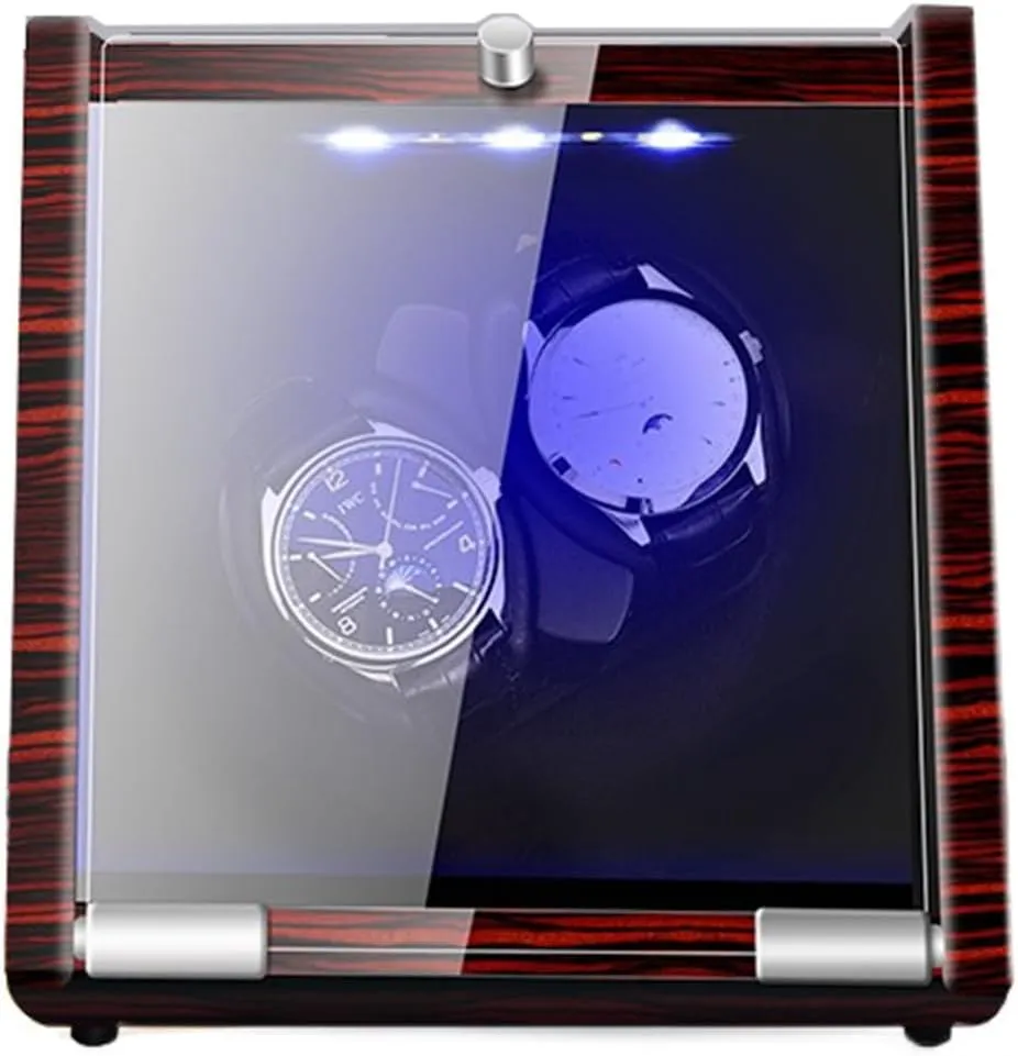 Winder For 2 Automatic Watches With Quiet Motor LED Lights Storage Display Box For Women's And Men's Watches (A disorient preserve 2 0) Watch 