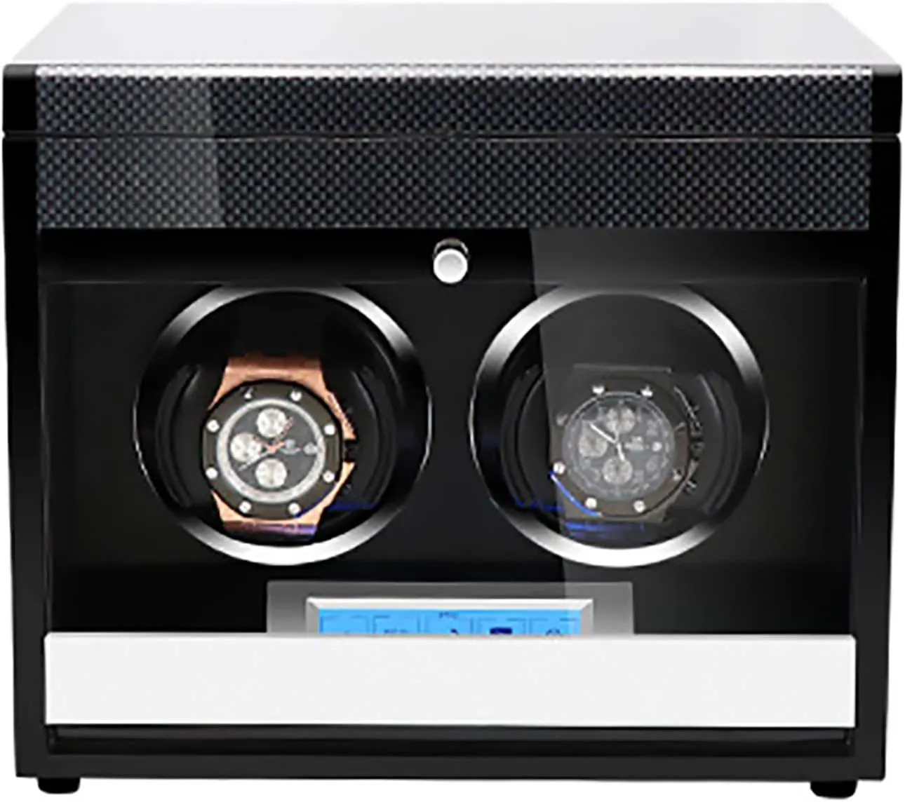 Winding Box$Carbon Fiber Paint 2 Watch Winders - Wooden Watch Storage Case Smart Watches Winder with LED Light Mechanical resistant Watch Automatic Shaker with Access Control Watch 