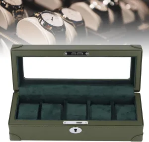 Window, Microfiber Leather Exquisite Soft realistic Plush Lining, Mechanical Watch Case, for All Occasions (Green) BAFOVY 5 Slot Watch Box with Glass 