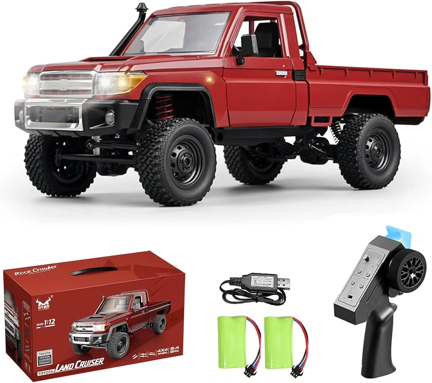 with Controllable recognize monster descent widen Headlights 2 Batteries RC Crawler$ 1/12 LC79 RC Rock Truck$ MN-82 Land Cruiser Remote Control Pickup Off Road Car RTR 2.4GHz Remote Control Rock Crawler Car 