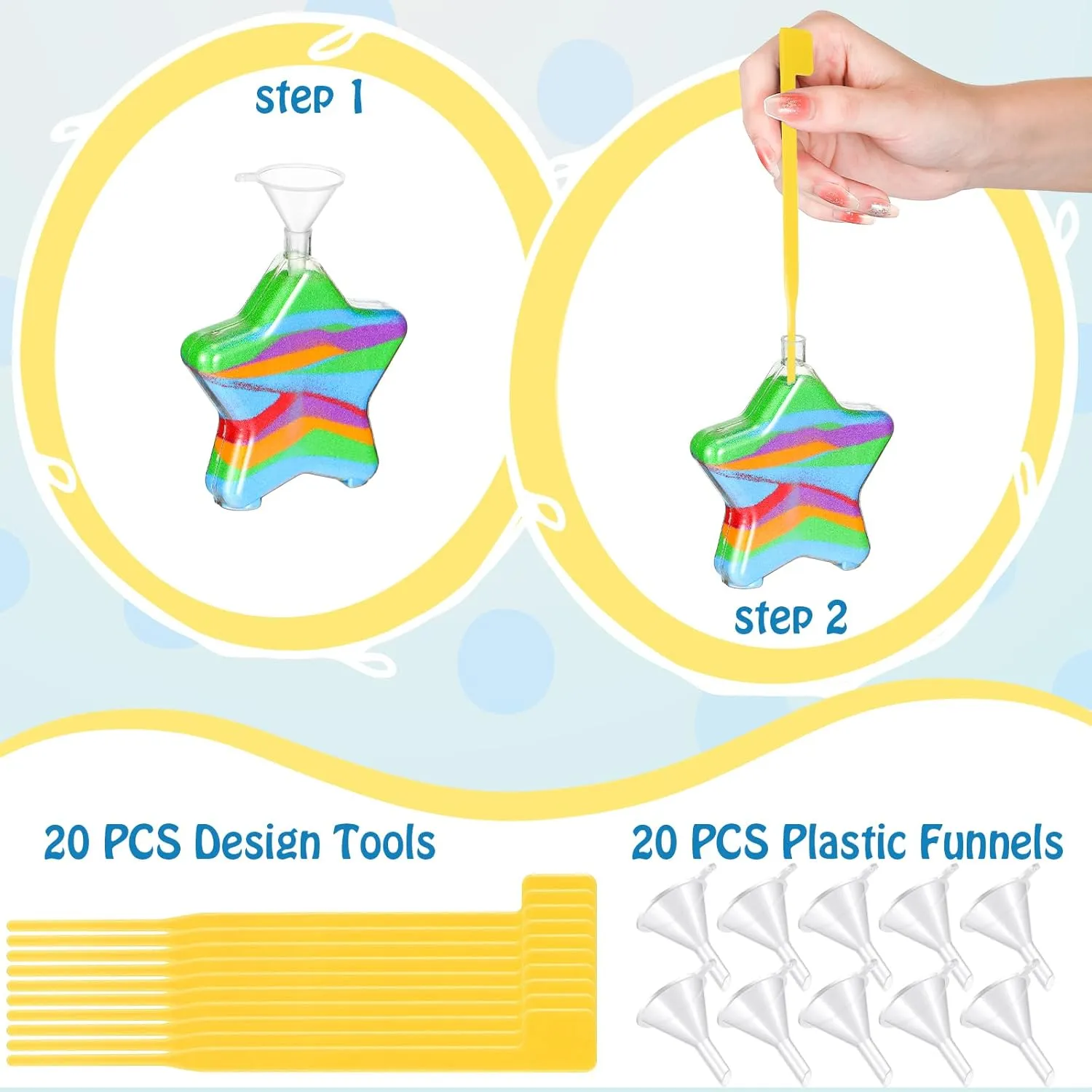with Cork Stoppers for Kids 8 Styles Sand Art Containers Wishing Bottles for DIY Crafts Projects Halloween Christmas Party Supplies Tanlade 100 Pcs Plastic Sand centimeter Art Bottles 