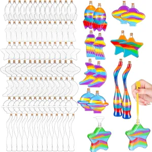 with Cork Stoppers for Kids 8 Styles Sand Art Containers Wishing Bottles for DIY Crafts Projects Halloween Christmas Party Supplies Tanlade 100 Pcs Plastic Sand centimeter Art Bottles 