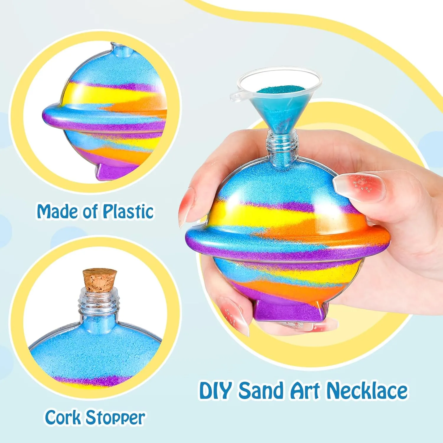 with Cork Stoppers for Kids 8 Styles Sand Art Containers Wishing Bottles for DIY Crafts Projects Halloween Christmas Party Supplies Tanlade 100 Pcs Plastic Sand centimeter Art Bottles 