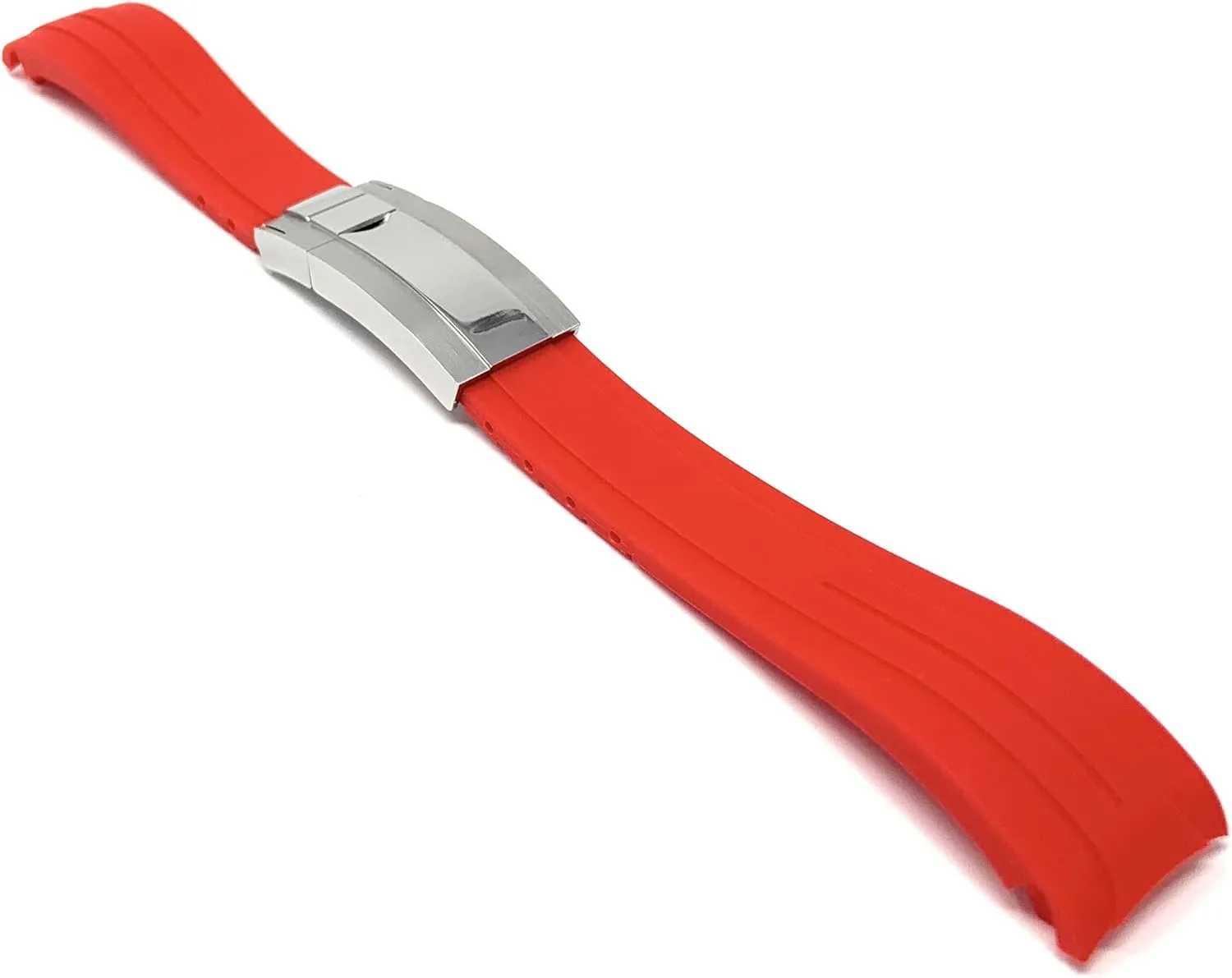 With Deployment Clasp or without residual Clasp Bandini 20mm Curved End Rubber Watch Band for Rolex Submariner, Daytona, Ghost, Yachtmaster & More, Curved Rubber Watch Strap, Waterproof, 