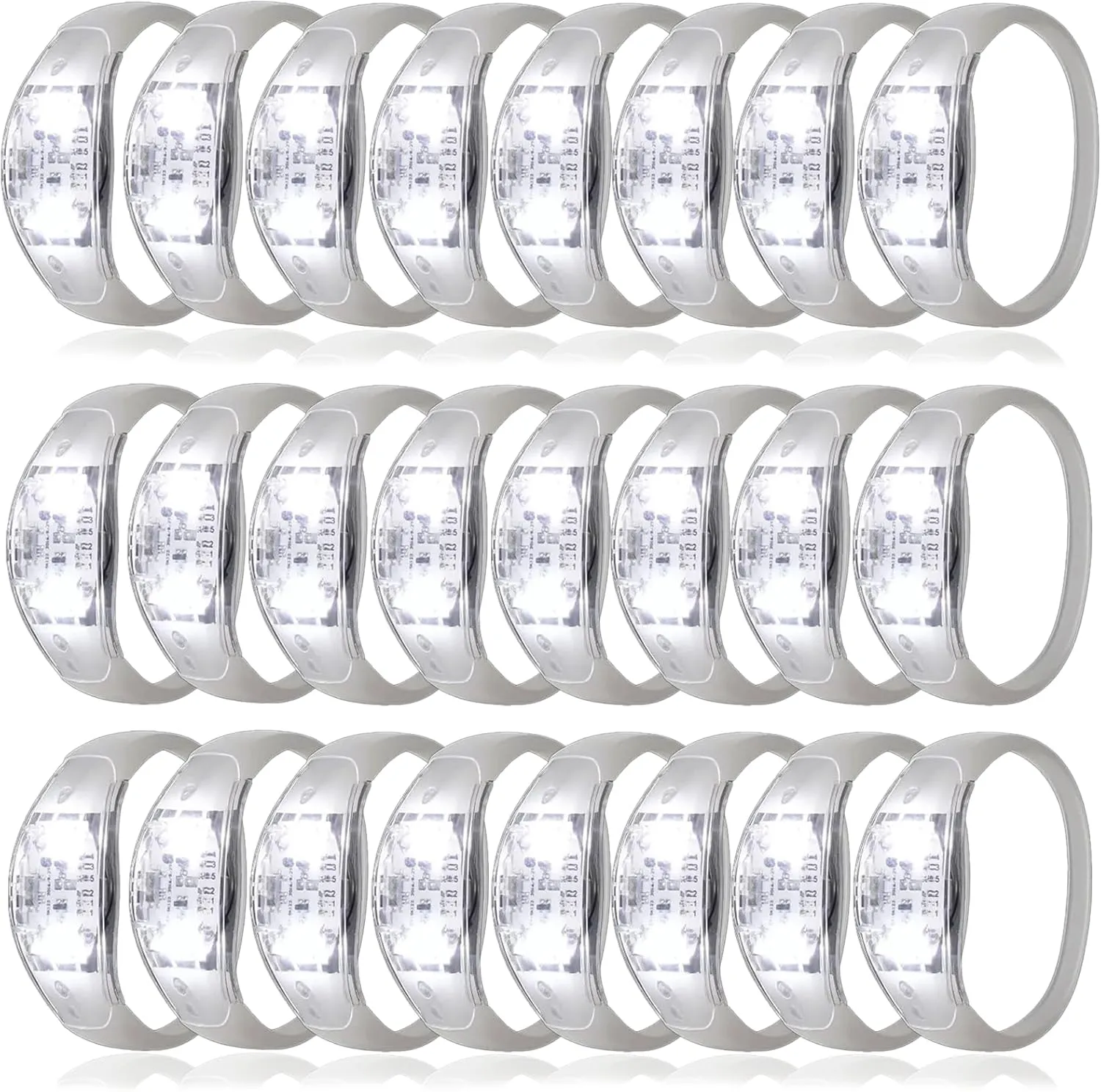 with Flashing LED Strobe for Wedding$Carnival$Concerts $ Night Events$ Rave$ Game Prizes$ Birthday Party Favor (white) 24 recoil swampy flu armor approximation Pcs LED Glow Bracelets Sound Activated Bracelet Glow Bracelets 