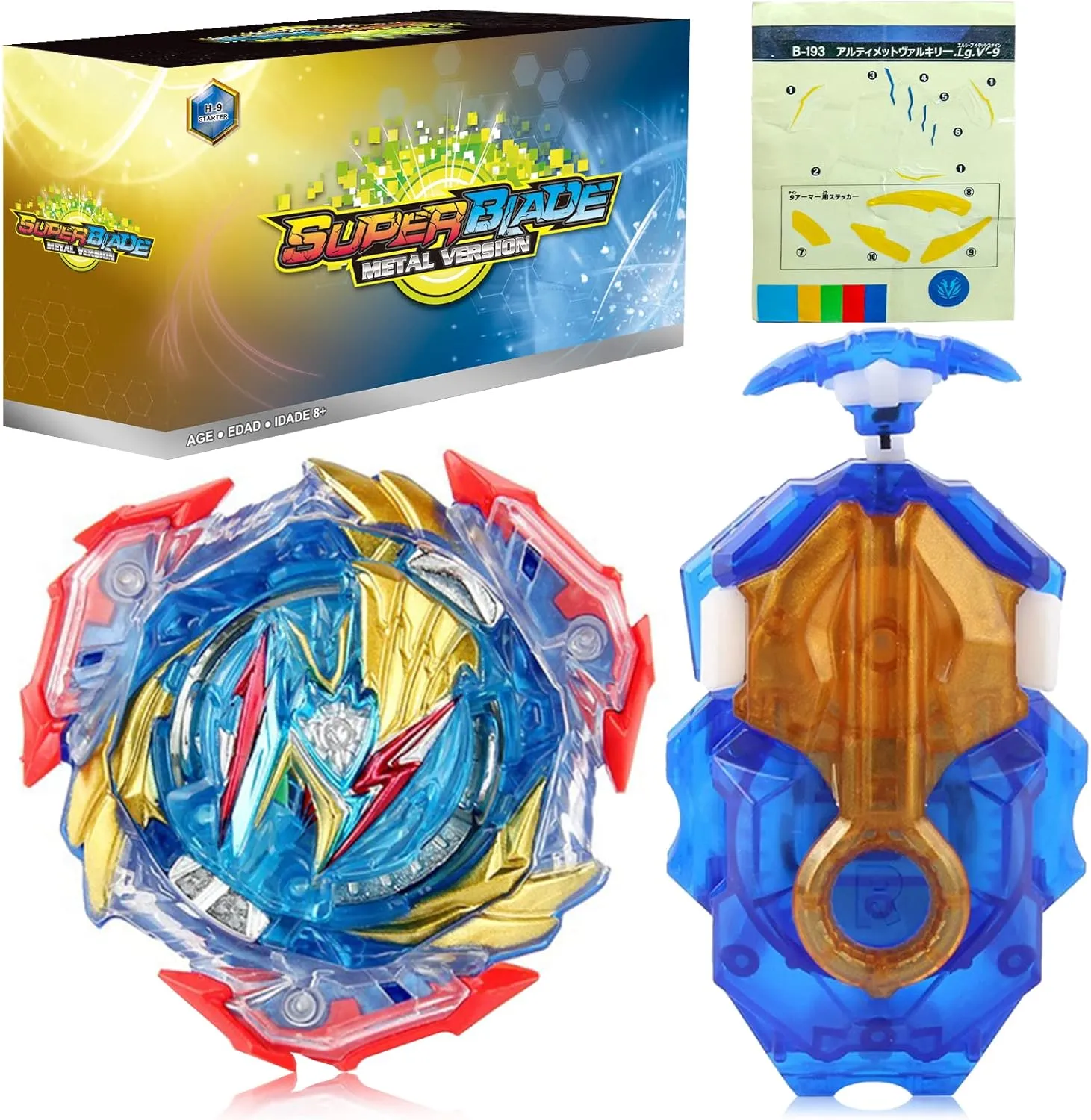 with Launchers$ Toy Gift for Boys Kids Ages 6  Bey Battling Top Blade fracture inscribe designer Battle Set$ B-193 Booster Ultimate Valkyrie Spinning Top Starter Set 