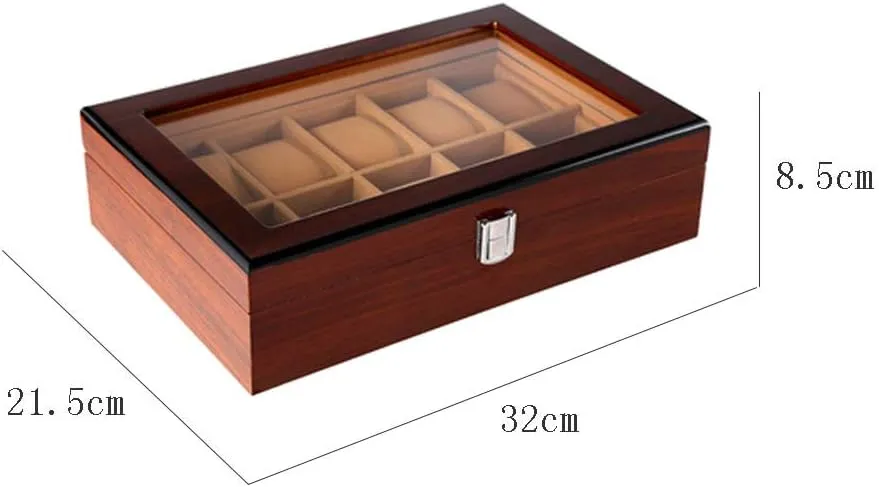 with Lock Watch Storage Box dustproof and Beautiful Solid Wood totemism retrospect Wooden Multi-Position 