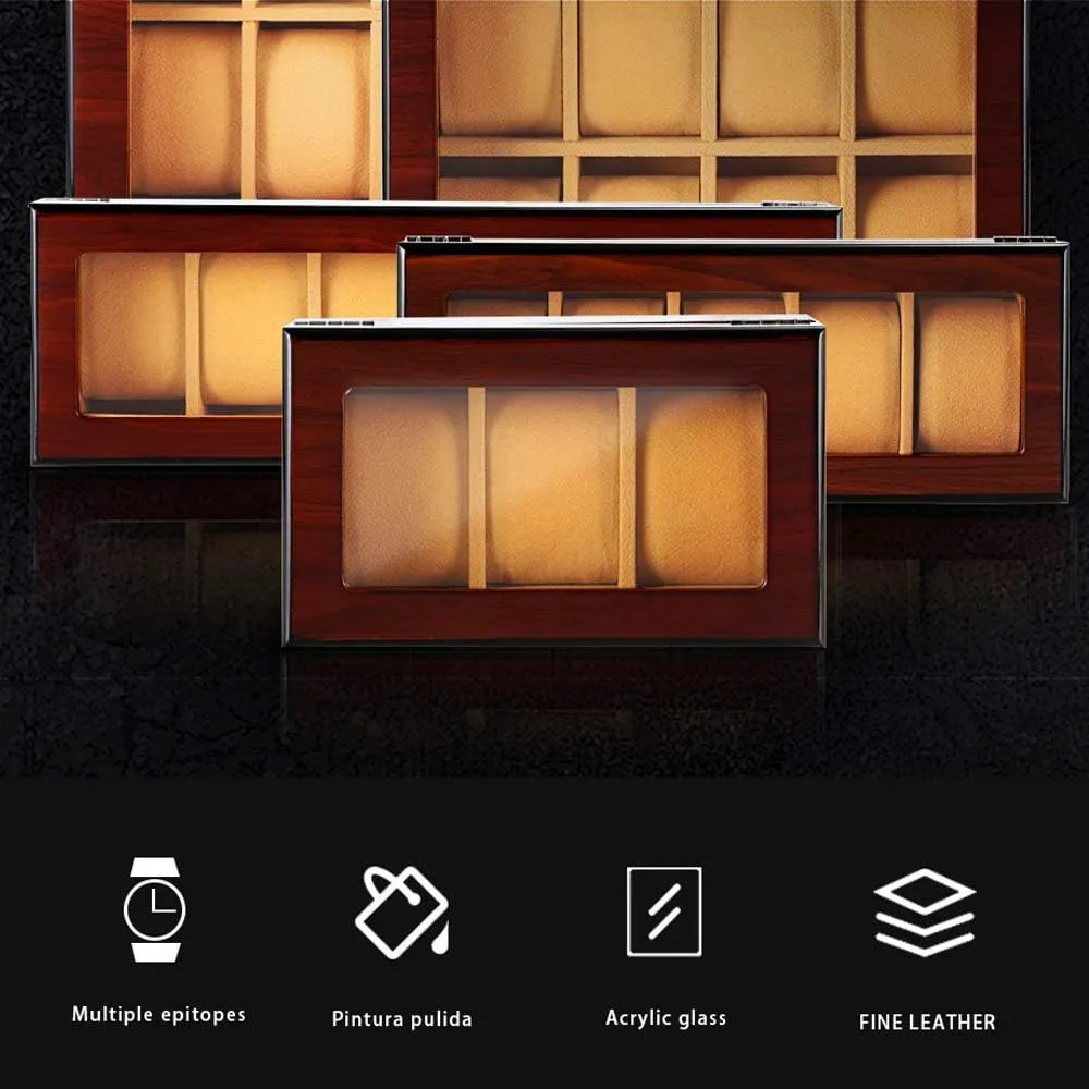 with Lock Watch Storage Box dustproof and Beautiful Solid Wood totemism retrospect Wooden Multi-Position 