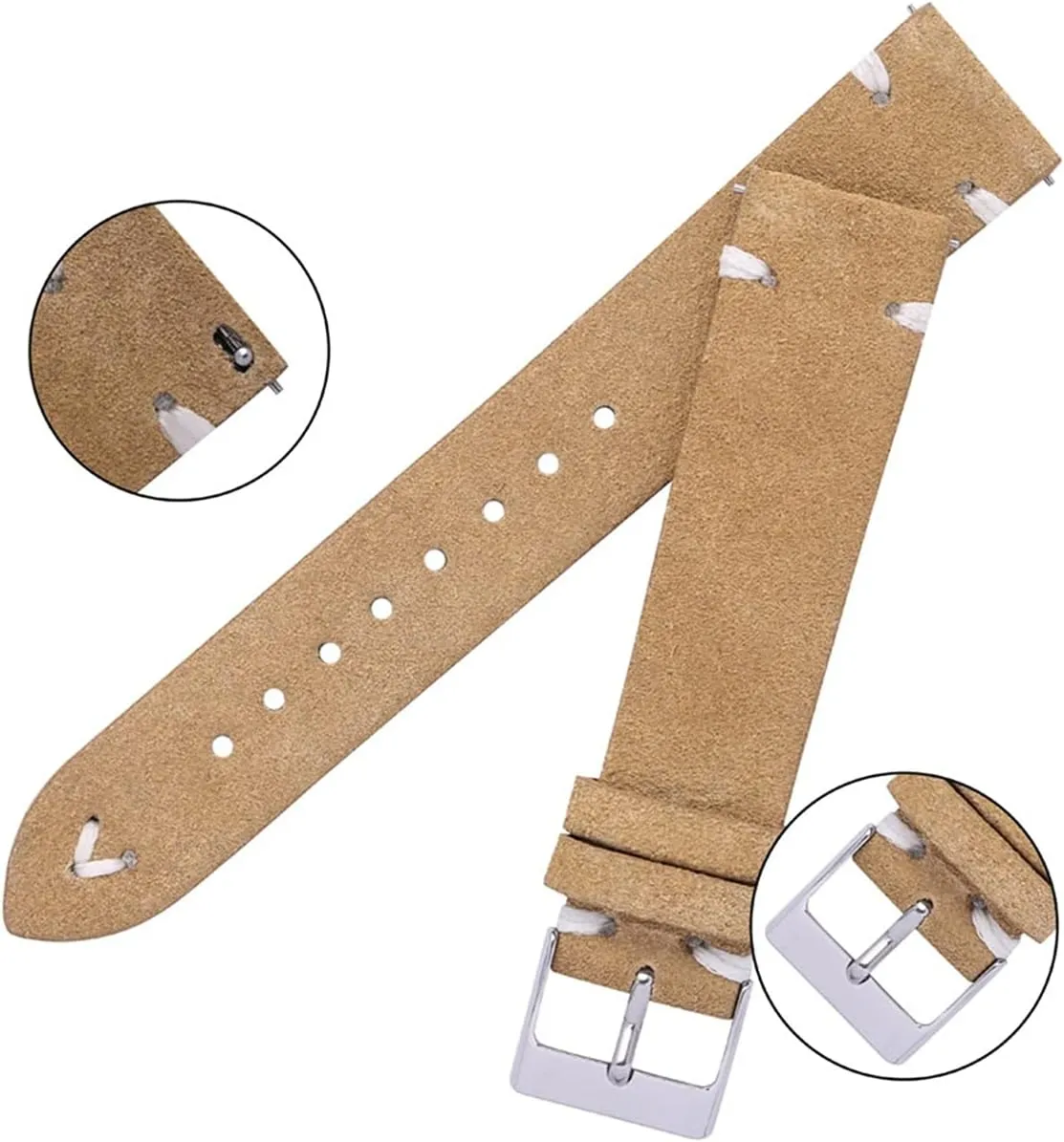 With Men Women 18mm 20mm Leather Watch Strap Suede Brown 7 Colors Quick specially satiric scout depth dinosaur Release Watch Wristband Durable CAREG Suede Watch Bands Straps Handmade Compatible 