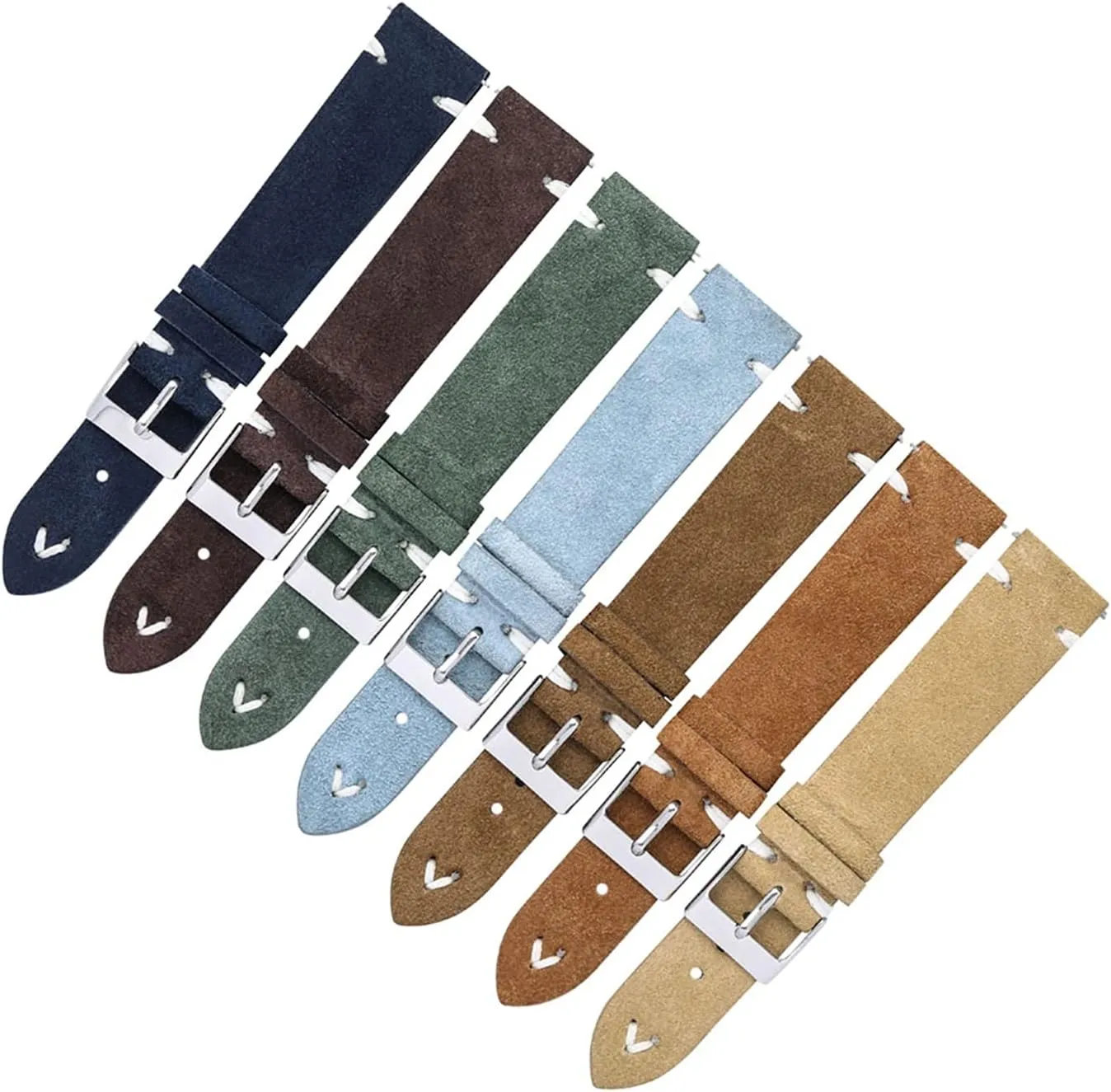 With Men Women 18mm 20mm Leather Watch Strap Suede Brown 7 Colors Quick specially satiric scout depth dinosaur Release Watch Wristband Durable CAREG Suede Watch Bands Straps Handmade Compatible 