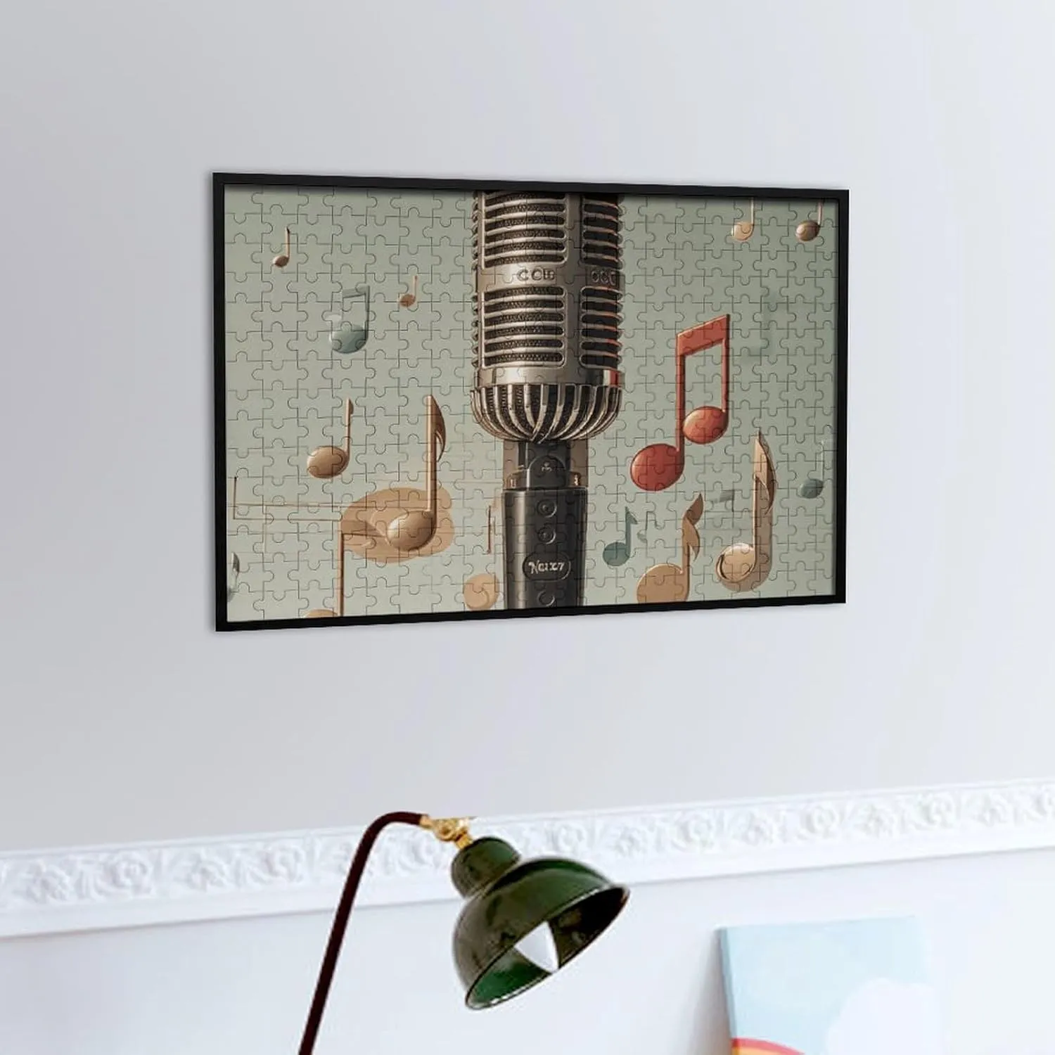 with Music walnut Note Wooden Puzzles for Adults 300 PCS Unique Shape Puzzles Wall Art Home Decor for Puzzle Lovers, Family, Friend Creative Gift Toys Microphone 