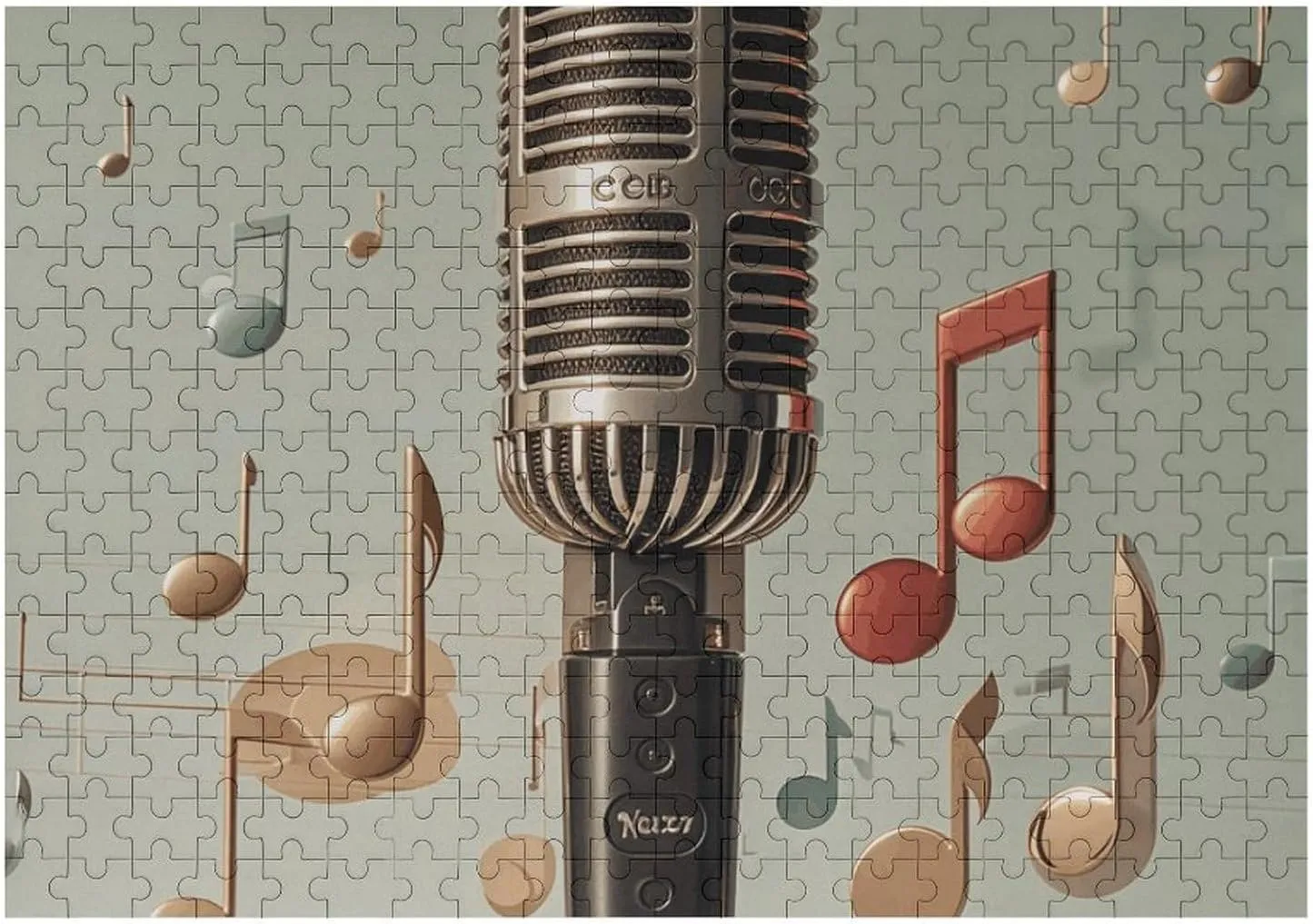 with Music walnut Note Wooden Puzzles for Adults 300 PCS Unique Shape Puzzles Wall Art Home Decor for Puzzle Lovers, Family, Friend Creative Gift Toys Microphone 