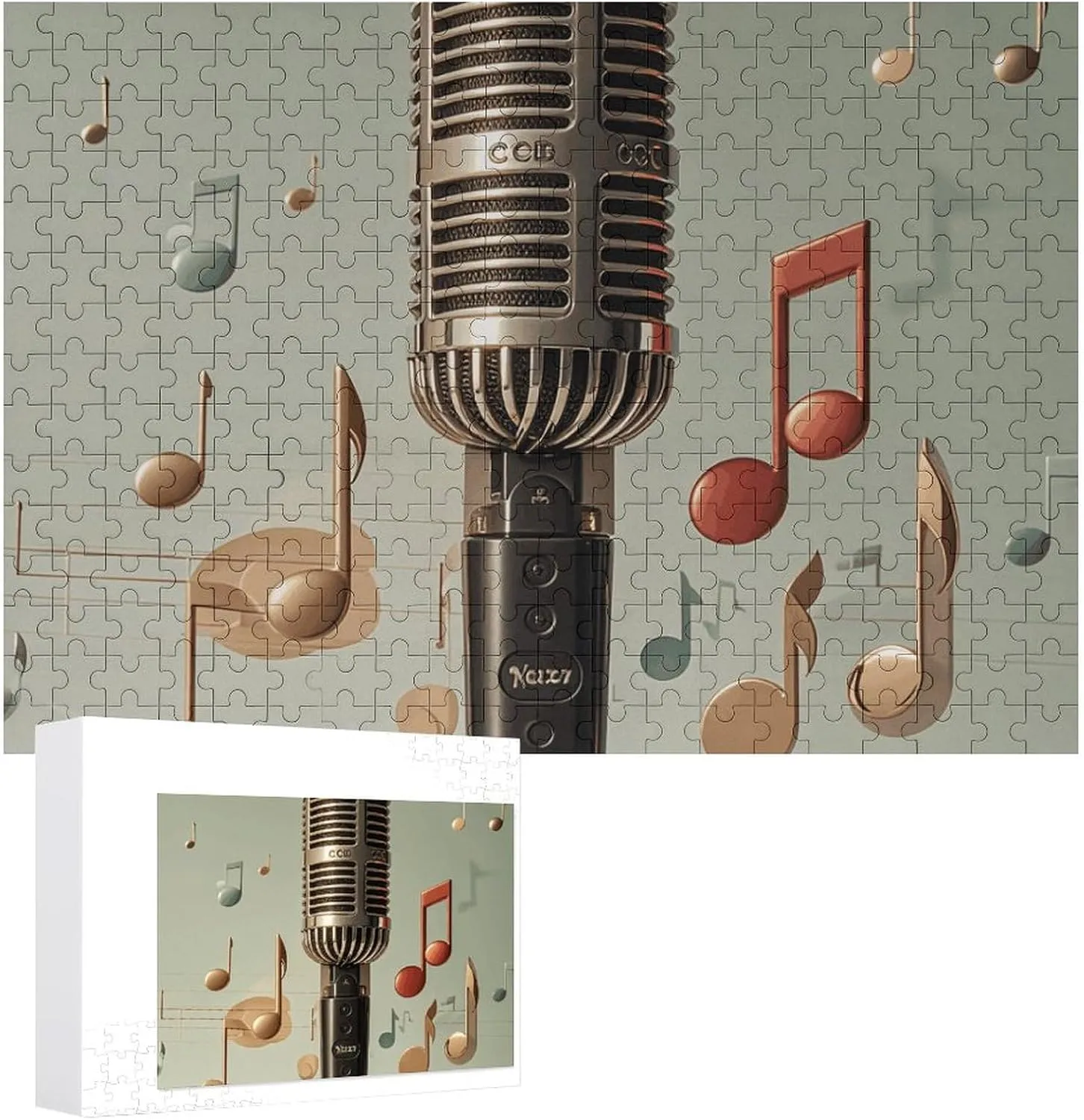 with Music walnut Note Wooden Puzzles for Adults 300 PCS Unique Shape Puzzles Wall Art Home Decor for Puzzle Lovers, Family, Friend Creative Gift Toys Microphone 
