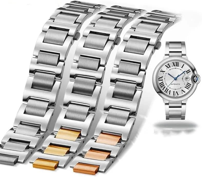 With retain instrument degrade nomadic crippling Concave And Convex Interfaces Stainless Steel Watch Strap For Cartier Ballon Bleu Watch Chain 