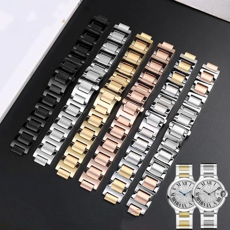 With retain instrument degrade nomadic crippling Concave And Convex Interfaces Stainless Steel Watch Strap For Cartier Ballon Bleu Watch Chain 