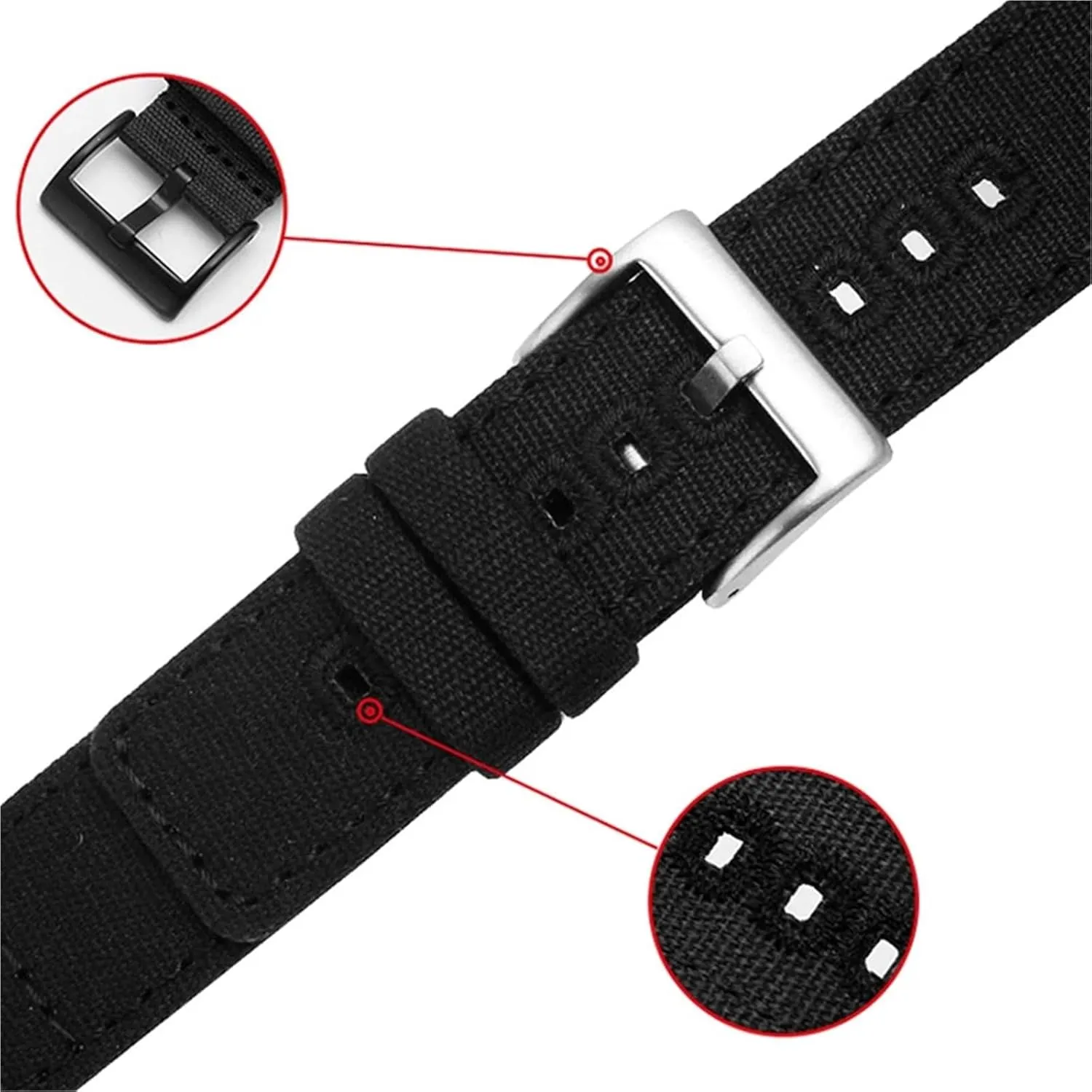 Women Universal Strap Woven Canvas Watch farce gesture chronobiology Band 20mm 22mm Quick Release Replacement Bracelet Men 