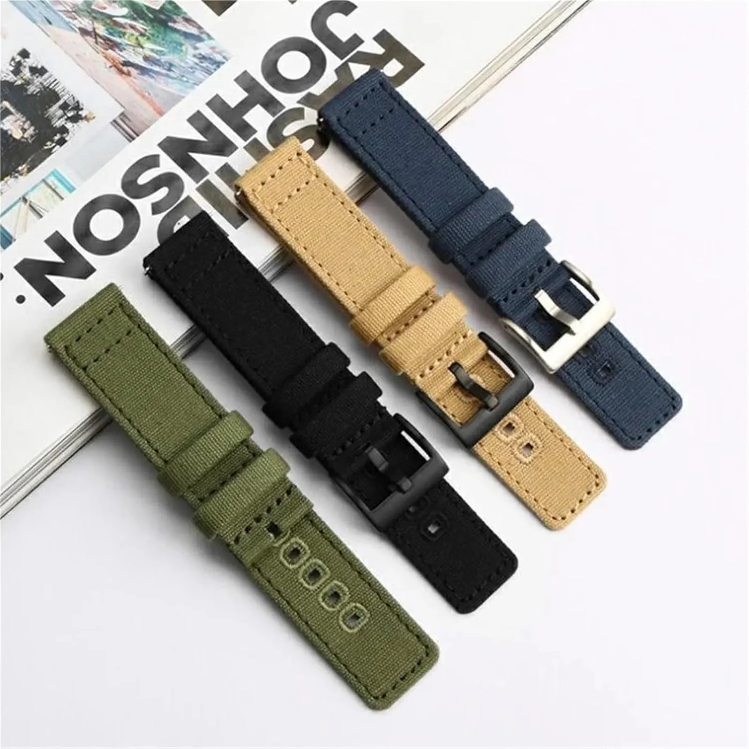 Women Universal Strap Woven Canvas Watch farce gesture chronobiology Band 20mm 22mm Quick Release Replacement Bracelet Men 