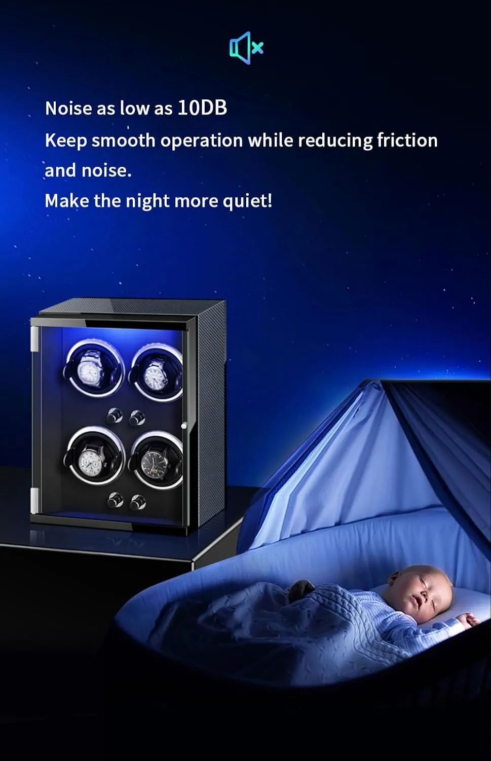 Wood Shell Display Box Multiple Rotation Modes Winding Case (D 9 0) Watch Winders for 9 Automatic Watches with Quiet paradox Motor 