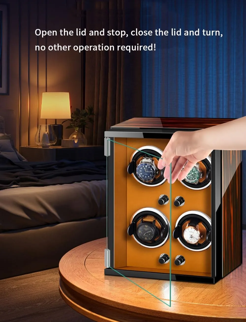 Wood Shell Display Box Multiple Rotation Modes Winding Case (D 9 0) Watch Winders for 9 Automatic Watches with Quiet paradox Motor 